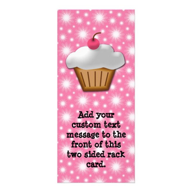 Carte Publicitaire Cupcake coupé avec cerise rose en haut (Devant)