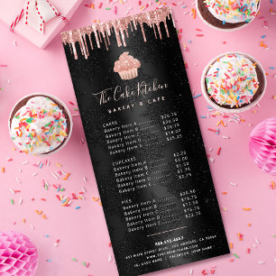 Carte Publicitaire Cupcake Rose Gold Parties scintillant Boulangerie