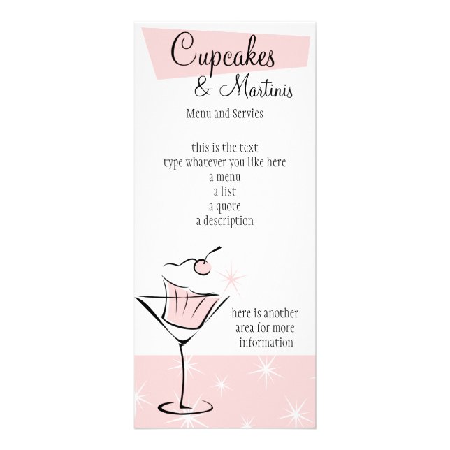 Carte Publicitaire Cupcakes et Martinis ! (Devant)