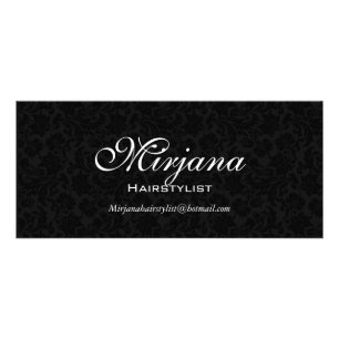 Carte Publicitaire Damas florales noires et blanches Services coiffeu