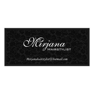 Carte Publicitaire Damas florales noires et blanches Services coiffeu