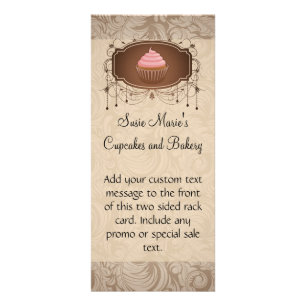 Carte Publicitaire Damassé de rose et de brun de petit gâteau de