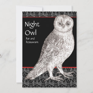 Carte publicitaire de la Chouette de nuit ou invit