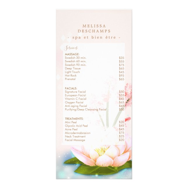 Carte Publicitaire Délicat Lotus rose Fleur Modèle Spa personnalisé (Devant)