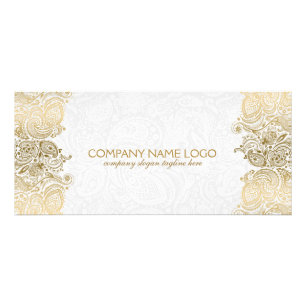 Carte Publicitaire Dentelle Paisley Or En Blanc
