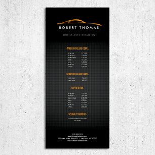 Carte Publicitaire Détail automatique noir et orange, réparation auto