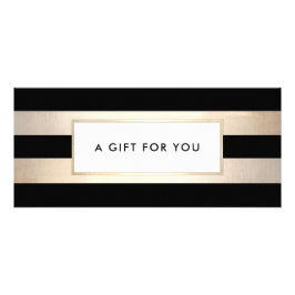 Carte Publicitaire Élégant Black Gold Striped Spa Certificat cadeau