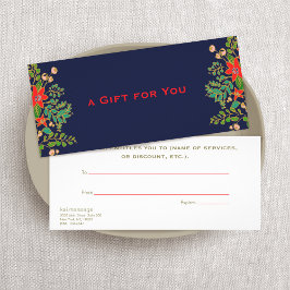 Carte Publicitaire Élégant Christas Poinsettias Certificat cadeau
