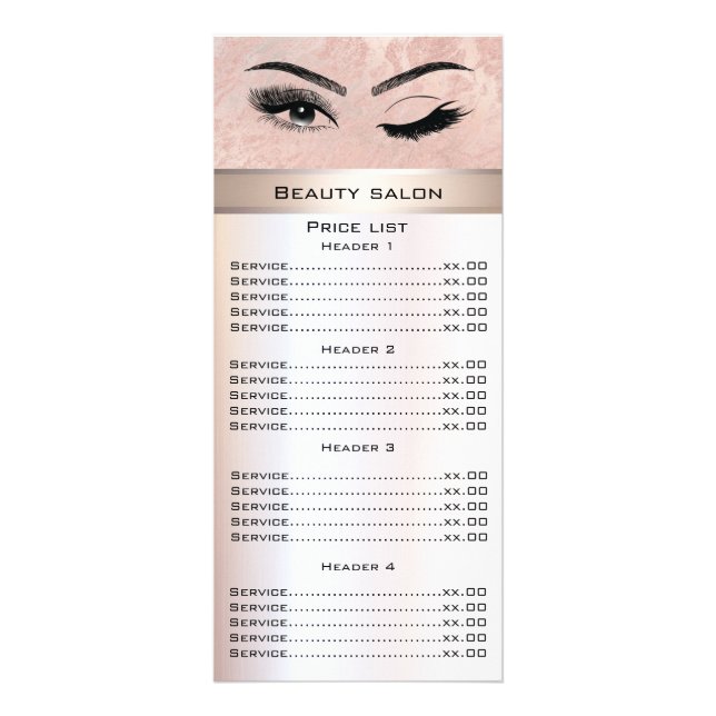 Carte Publicitaire Elégant cils & sourcils rose marbre d'or (Devant)