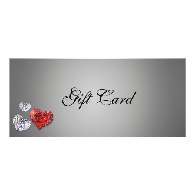 Carte Publicitaire Élégant Diamant Coeurs précieux Certificat cadeau (Devant)