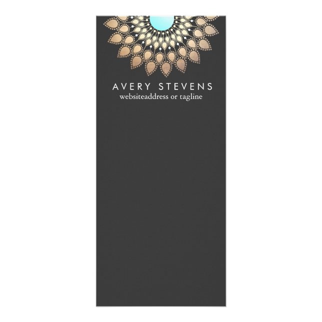 Carte Publicitaire Elégant Lotus or Floral Motif élégant Noir (Devant)
