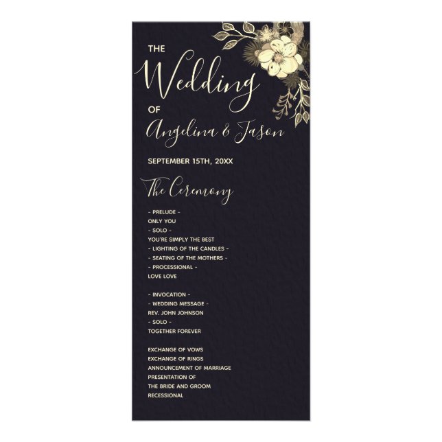 Carte Publicitaire Élégant Mariage noir (Devant)
