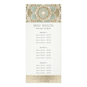 Carte Publicitaire Elégant Ornate Gold Turquoise Prix de service Man
