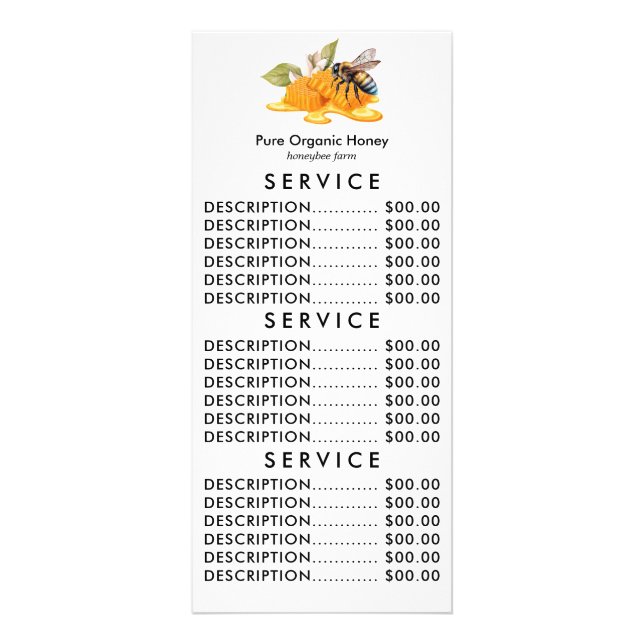Carte Publicitaire Élégant peigne de miel avec abeille (Devant)