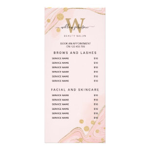 Carte Publicitaire Elégant Pink Gold Marble Agate Services Tarifs