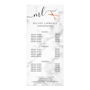 Carte Publicitaire Elégant rose en cuivre ciseaux en or coiffeuse