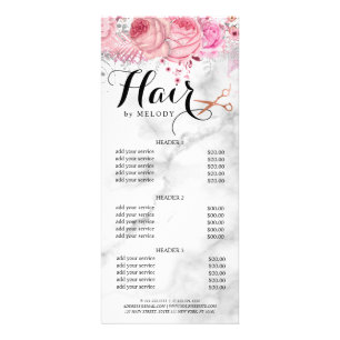 Carte Publicitaire Elégant rose en cuivre ciseaux en or coiffeuse