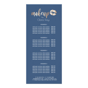 Carte Publicitaire Élégant rose en cuivre, lèvres et maquillage en