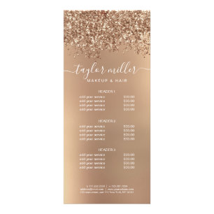 Carte Publicitaire Elégant rose or parties scintillant maquillage & c