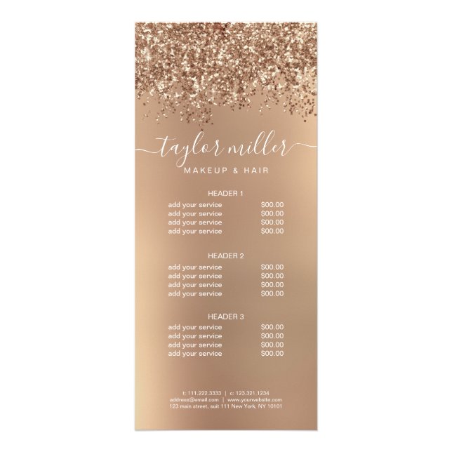 Carte Publicitaire Elégant rose or parties scintillant maquillage & c (Devant)