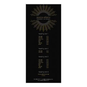 Carte Publicitaire Elégante Beauté Gold Sunburst sur Noir