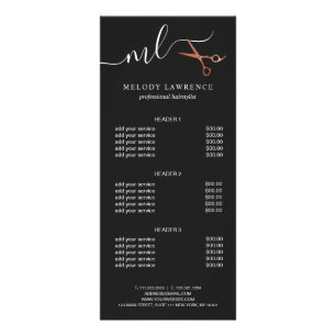 Carte Publicitaire Elégante coiffeuse rose en cuivre