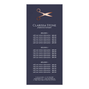 Carte Publicitaire Elégante coupe-cheveux rose d'or