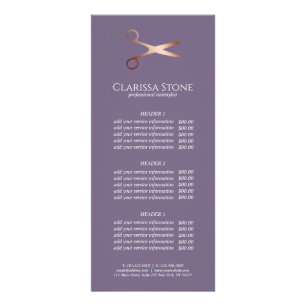 Carte Publicitaire Elégante coupe-cheveux rose d'or
