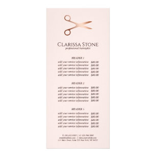 Carte Publicitaire Elégante coupe-cheveux rose d'or