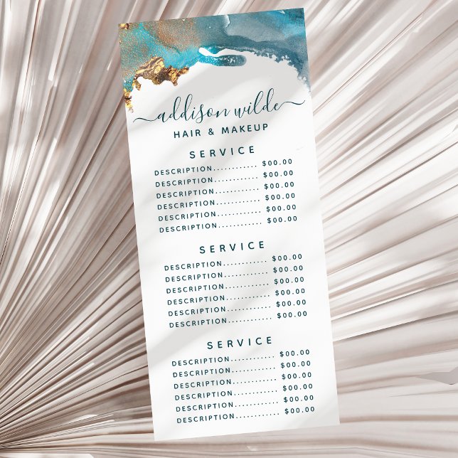 Carte Publicitaire Encre D'Aquarelle Liquide D'Art Moderne Bleu Et Or (Créateur téléchargé)