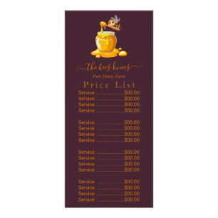 Carte Publicitaire Étiquette de miel de l'abeille noire Texte métalli