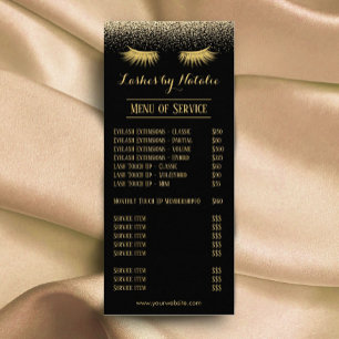 Carte Publicitaire Eyelash Extension Salon Noir & Or Tarifs