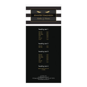 Carte Publicitaire Eyelashes d'or avec bandes noires et blanches