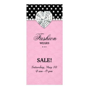 Carte Publicitaire Fashion Dots Bijoux Pearl Coeur dentelle rose
