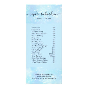Carte Publicitaire Faux Blue Iridescente Salon Services de tarif