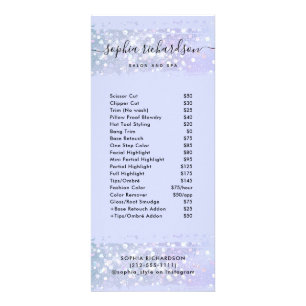 Carte Publicitaire Faux Purple Iridescente Salon Services de tarif
