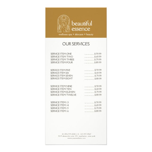 Carte Publicitaire Femme Feuille Moon Arch SKINCARE Wellness Day Spa (Devant)