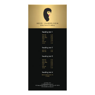 Carte Publicitaire Fille avec cils sur Faux Gold Beauty Rack Card