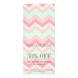 Carte Publicitaire Fille Motif géométrique rose et chevron menthe