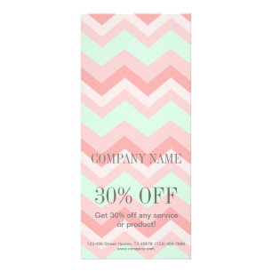 Carte Publicitaire Fille Motif géométrique rose et chevron menthe