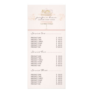 Carte Publicitaire Gâteau de pâtisserie floral ivoire rouge rosé