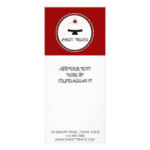 CARTE PUBLICITAIRE GÂTEAU NOIR ROUGE D'INSECTE DE BOULANGERIE