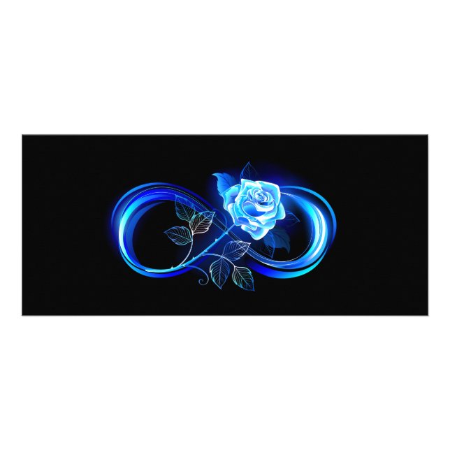 Carte Publicitaire Glowing infinity with blue rose (Devant)