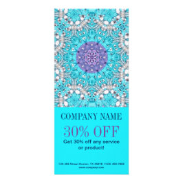 Carte Publicitaire instructeur de yoga Motif de henné turquoise