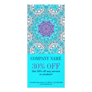 Carte Publicitaire instructeur de yoga Motif de henné turquoise
