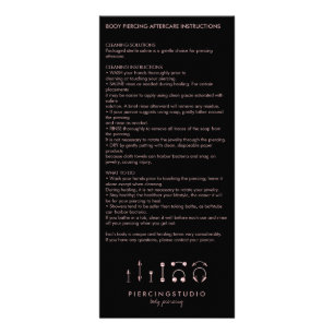 Carte Publicitaire Instructions de suivi pour les bijoux de piercing 