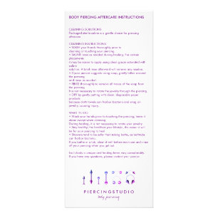 Carte Publicitaire Instructions de suivi pour piercing corporel viole