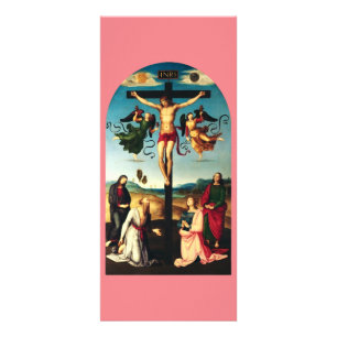 Carte Publicitaire Le Christ crucifié avec la Vierge Marie