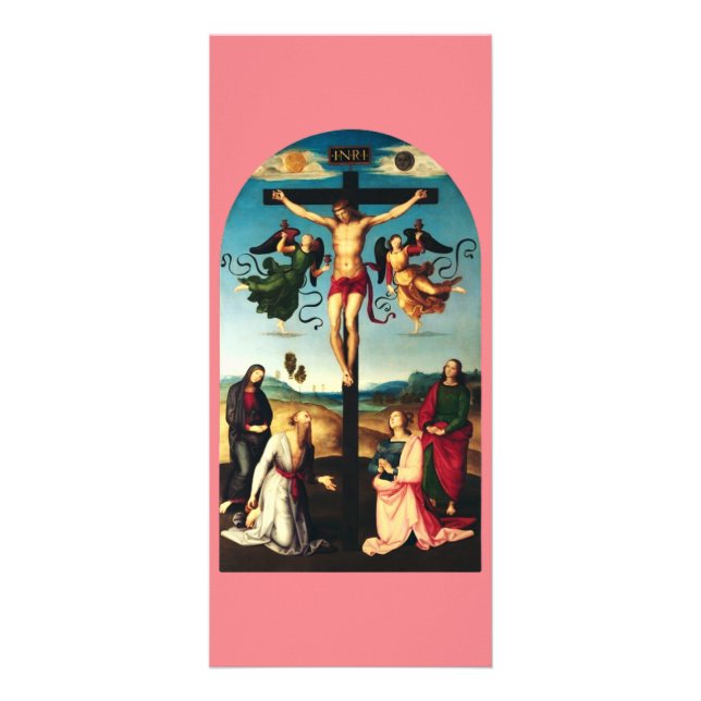Carte Publicitaire Le Christ crucifié avec la Vierge Marie (Devant)