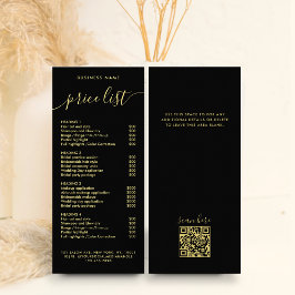 Carte Publicitaire Liste des prix des services de calligraphie en or